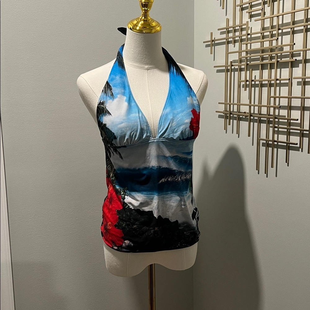 Reversible Hawaiian Print Halter Top
